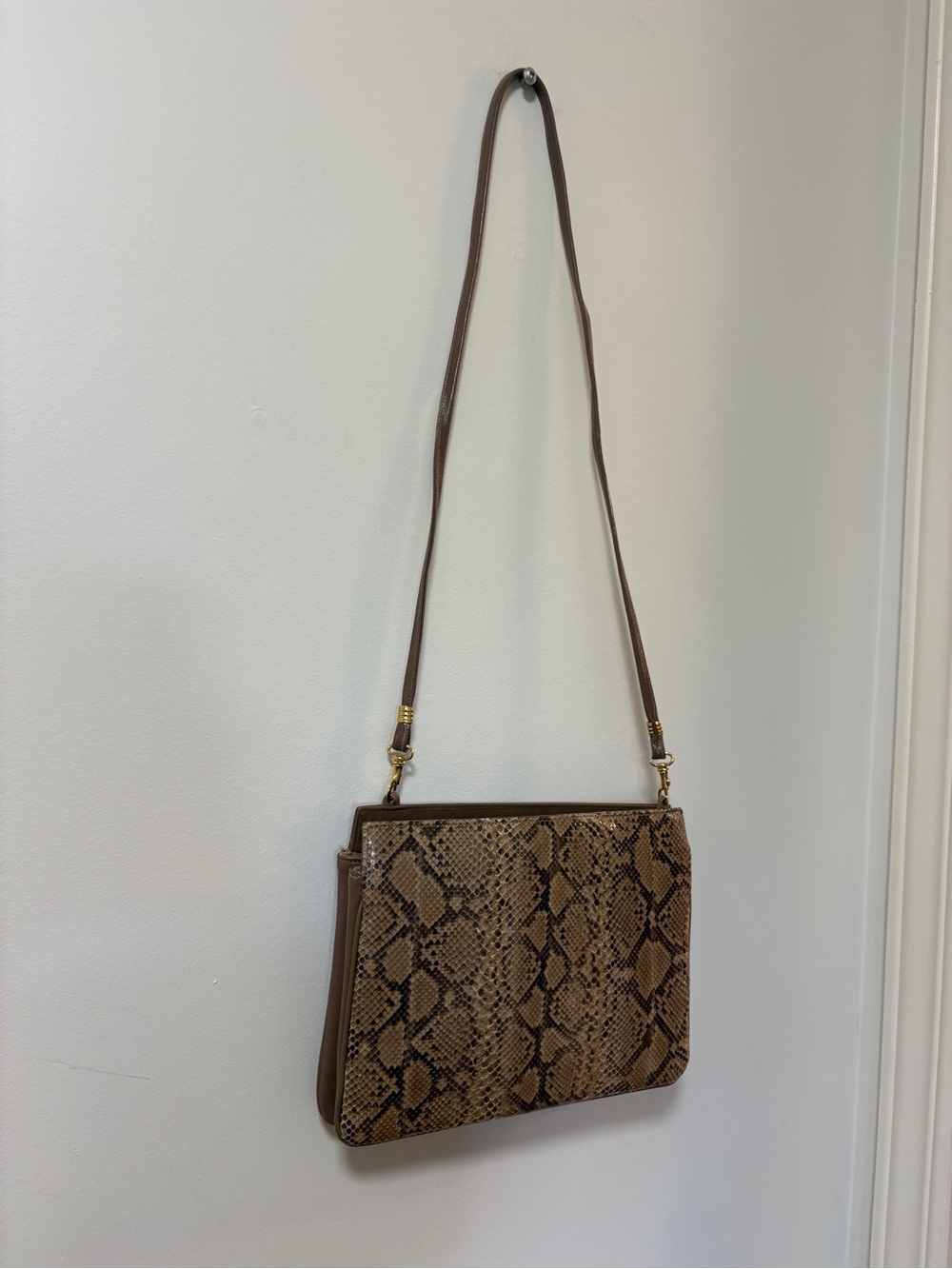Vintage Coret Snake Purse Cross Body Montreal Canada Brown Tan - Picture 3 of 9